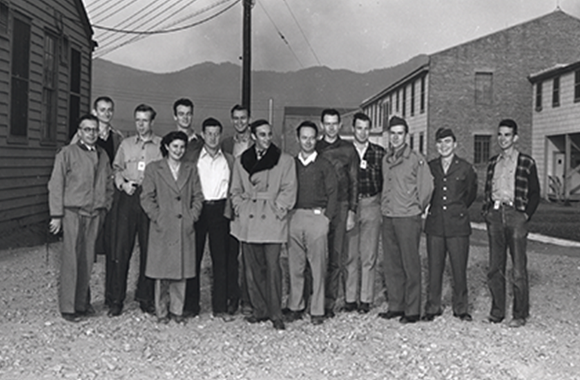 A photograph of Emilio Segrè's group in Los Alamos.